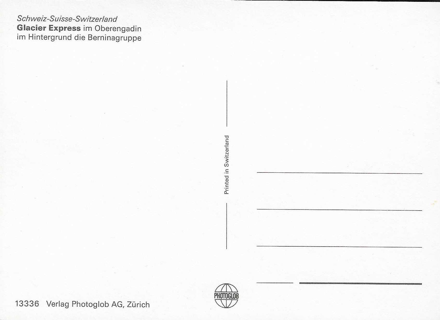 Cartoline postali: Glacier Express im Hintergrund die Berninagruppe – Nuovo (secondo la descrizione) da Rothrist venduto da Stranglehold 1