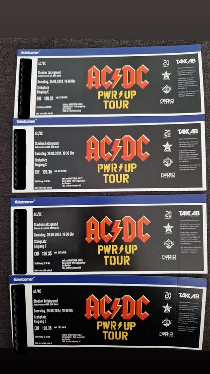 ACDC Tickets 4x Stehplätze in Zürich | Kaufen auf Ricardo