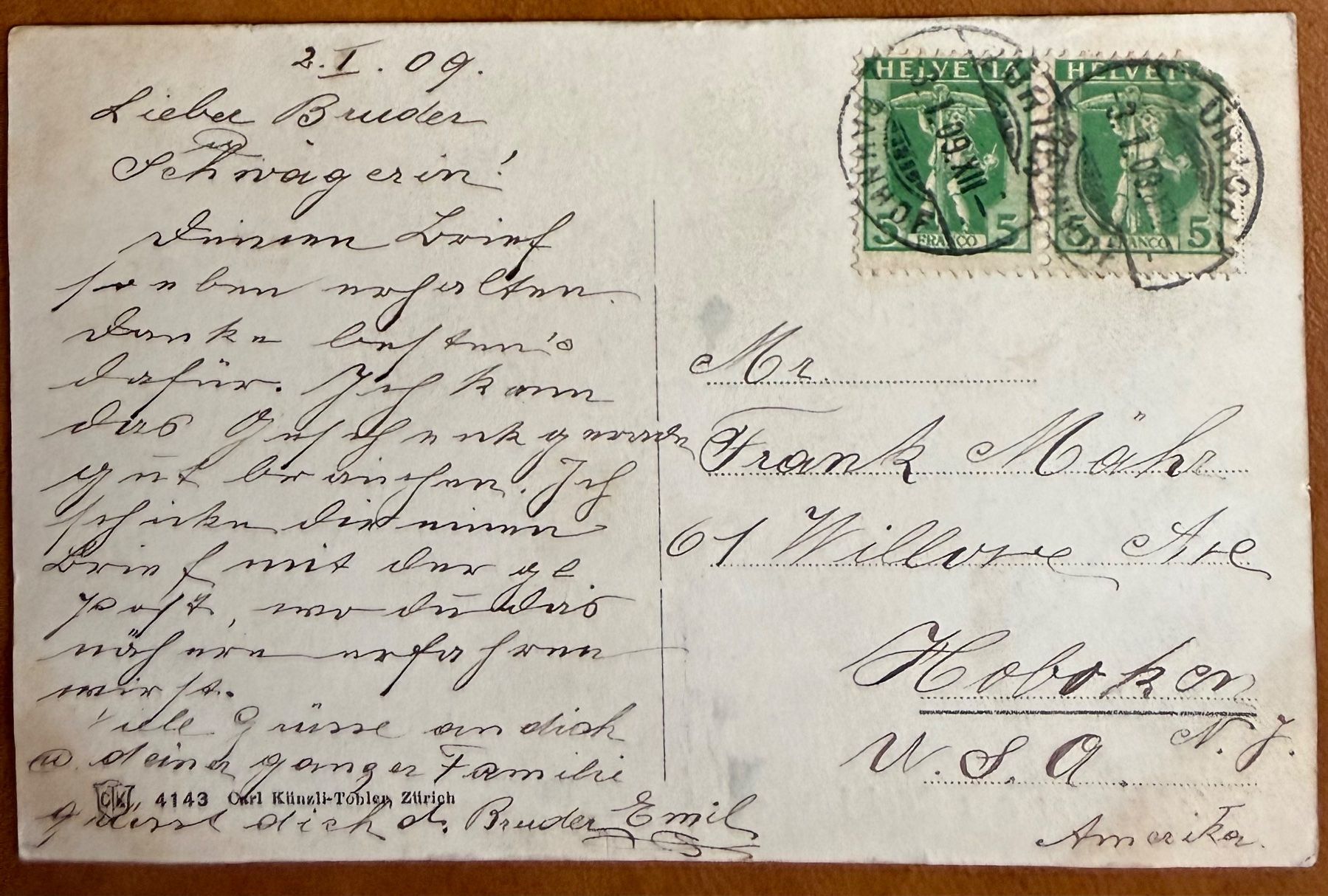 Cartoline postali: Zürich - Neujahrsgruss 1909 – Usato da Lutry venduto da Ediego 1