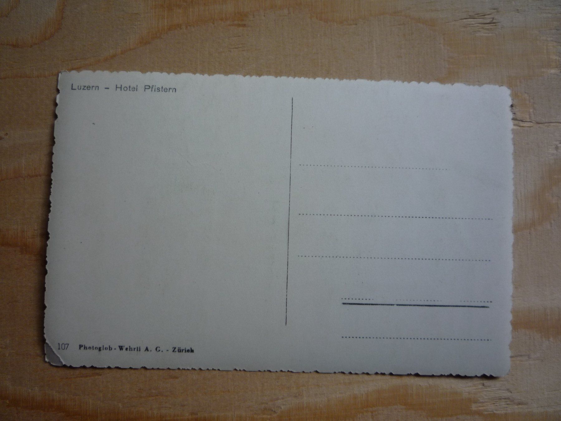 Cartoline postali: Luzern - Hotel Pfistern, 107 – Usato da Rieden SG venduto da Gant24 1