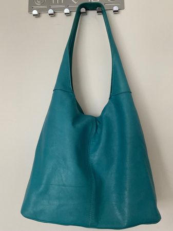Echtes Leder Tasche Beuteltasche Türkis