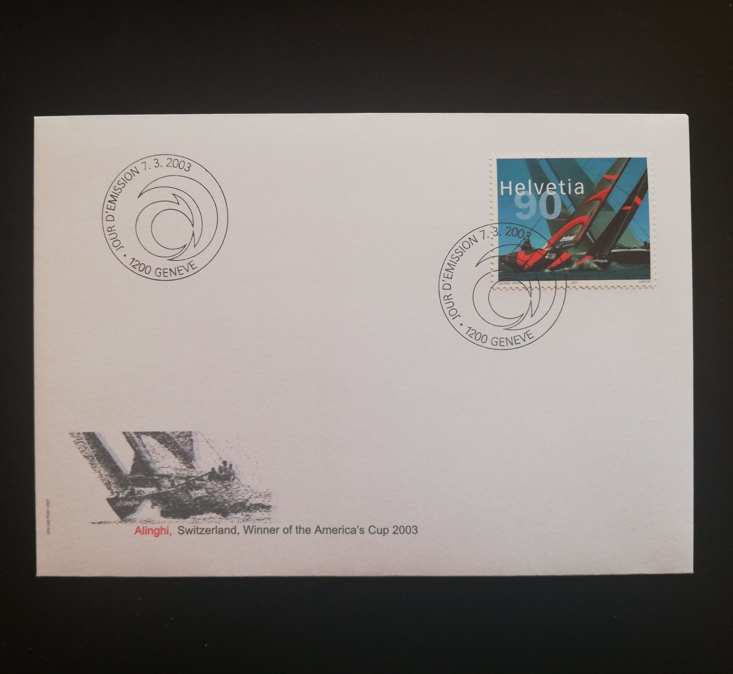 Tutti i francobolli: Schweiz FDC Sondermarke Alinghi, 2003 – Usato da Gümligen venduto da Fairseriver
