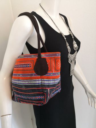 🤩BOHO-CHIC HANDGEMACHTE ETHNO STICKEREI TASCHE ORANGE NEU