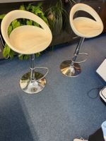 2er Set Barhocker, Top Zustand, Chromstahl, Sitz creme-weiss