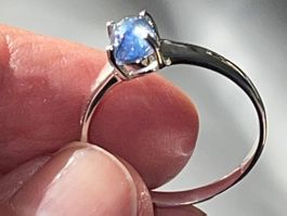 1ct Natural Blue Sapphire Solitaire Ring SS925 size 57