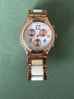 Swatch Uhr Chronograph Rosegold Weiss Damen guter Zustand
