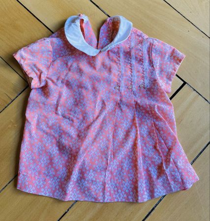 Baby-Bluse pink Blumenmuster Kragen