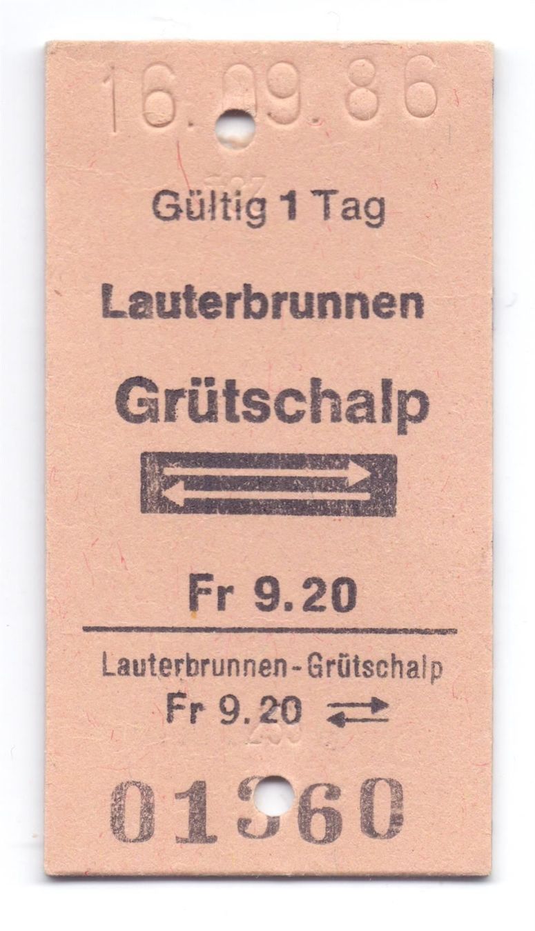 Biglietti: Billette Lauterbrunnen - Grütschalp – Usato da Langenthal venduto da Sammlungs_aus