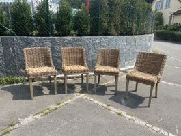 4 Rattan Dining Chairs (for in- or outside)