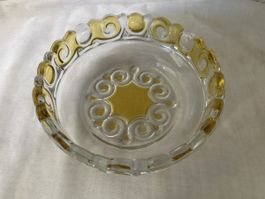 Schöne Glasschale, gelbe Akzente - Vintage Look!