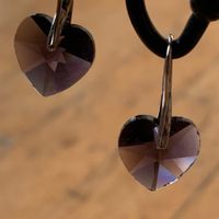 Kristall Ohrringe Violett / HERZ / neu