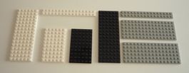 Flache Lego Bausteine, weiss, schwarz, grau (Original Lego)