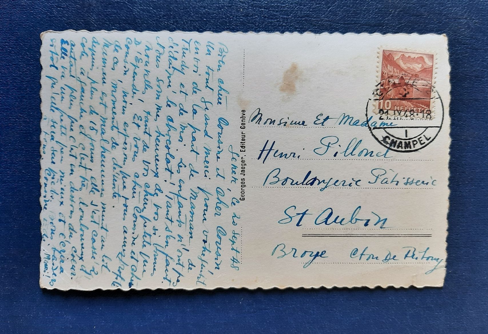 Cartoline postali: Ansichtskarte Genève Bateau "La Suisse", gest.1948 – Usato da Marly venduto da neu-adlerauge65 1