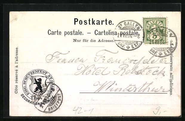 Ansichtskarten: St. Gallen, Eidgenössisches Schützenfe – Gebraucht aus Berlin von bartko-reher 1