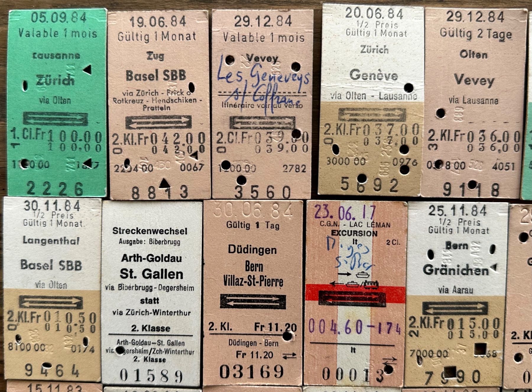 Billets: 20 Top Billette, SBB, Tickets Edmondsche Kartonbillette – D'occasion à Seltisberg par quadartswiss 1