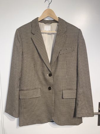 Herbst Blazer Hahnentritt Muster S beige/braun