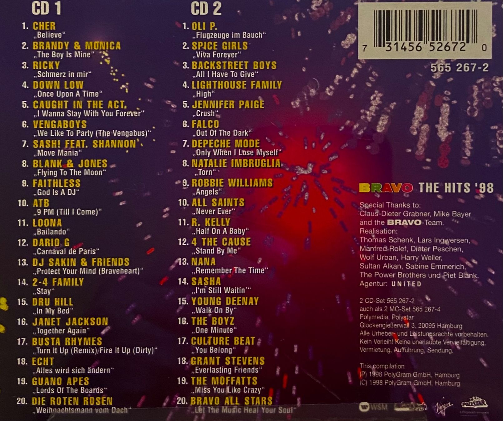 CDs: 2 CDs Bravo Hits • The Hits 98 – Gebraucht aus Luzern von Lycka 1