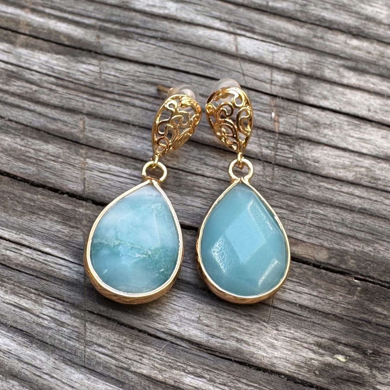 Orecchini pendenti & Orecchini a lobo: Vergoldete Ohrringe mit Amazonitstein herrlich – Nuovo e nell'imballaggio originale da Rombach venduto da Ivreajewels 1