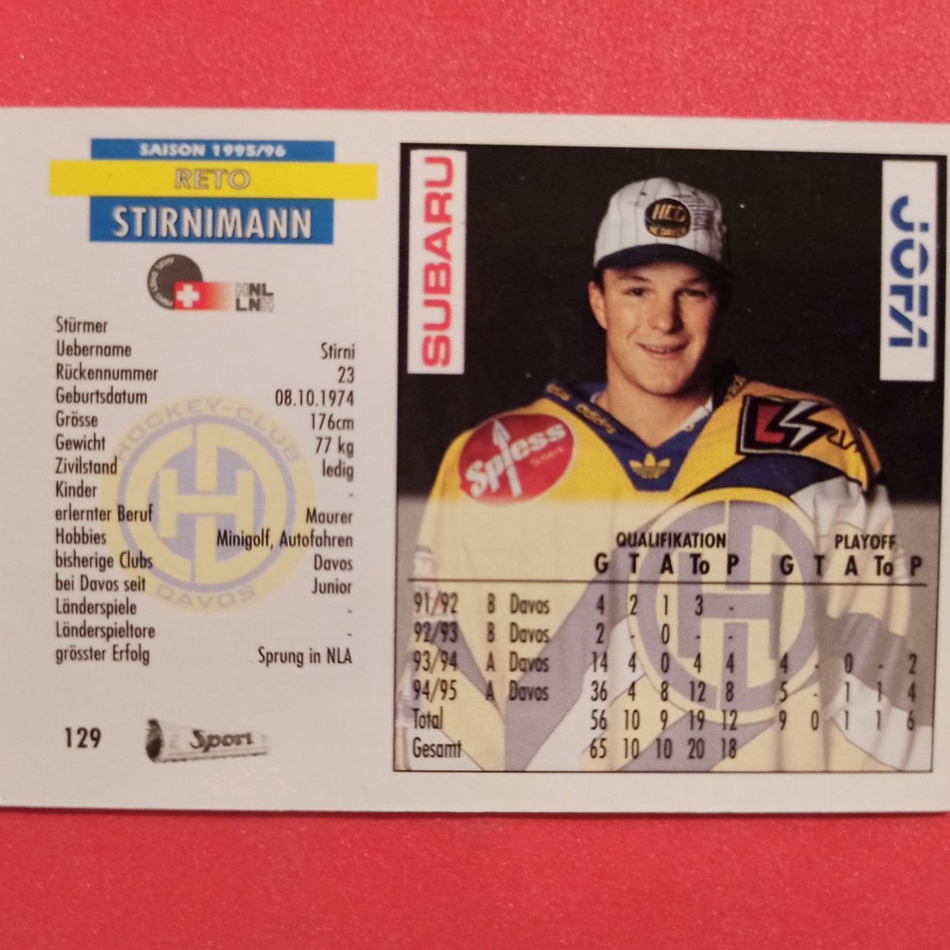 Carte collezionabili: Reto Stirnimann - HCD - 1995/96 – Usato da Dübendorf venduto da kb86_MOVIE 1