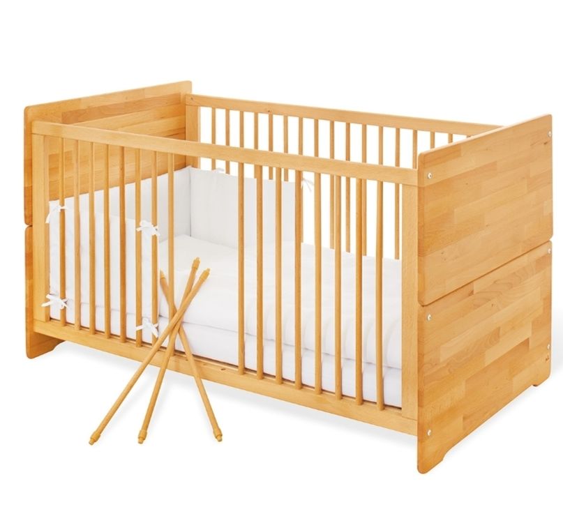 Hochwertiges Pinolino Babybett Kinderbett +Matratze umbaubar (Gebraucht ...