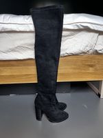 Overknee Stiefel in Schwarz mit Blockabsatz gebraucht