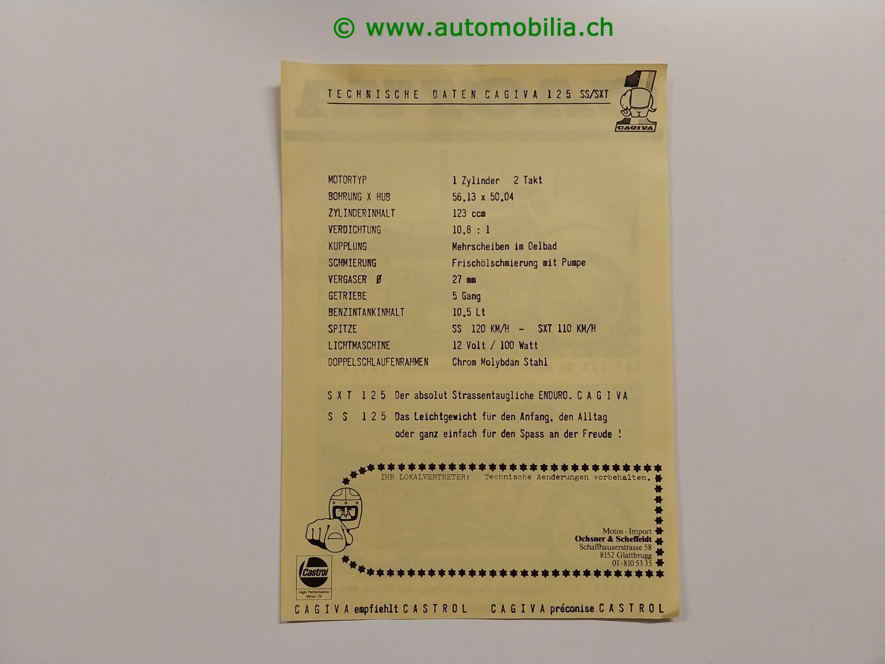 Documenti: Cagiva SXT/SS 125 Prospekt deutsch – Usato da Weingarten-Kalth venduto da Bettelbruenneli 1