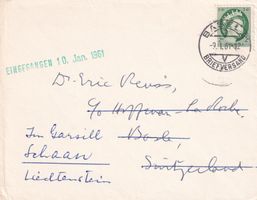Brief von England nach Basel / Schaan