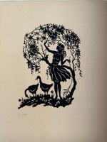 Découpage silhouette femme et oies, signée Gaus'lifeful
