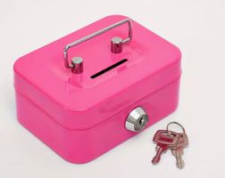 pink Geldkassette mit Schlüssel - Ideal für Flohmis!