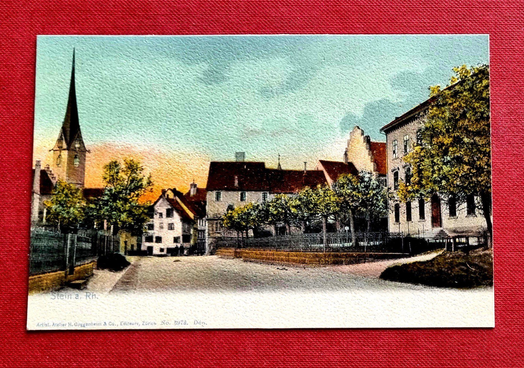 Stein am Rhein - Dorfpartie mit Kirche - Antike Karte (Gebraucht) in ...
