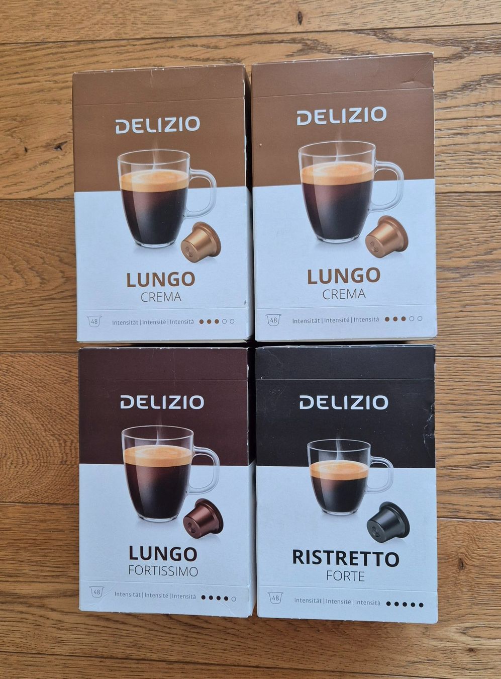 Delizio Cibi & Specialità: DELIZIO Kaffeekapseln Lungo 4 Sorten neu – Nuovo e nell'imballaggio originale da Aadorf venduto da Merlin111