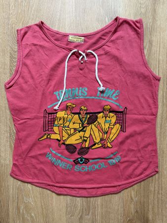 Débardeur/top vintage rose imprimé tennis, t.38/M