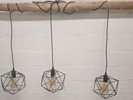 3er Set Hängelampen Draht Schwarz Design Loft Lampe