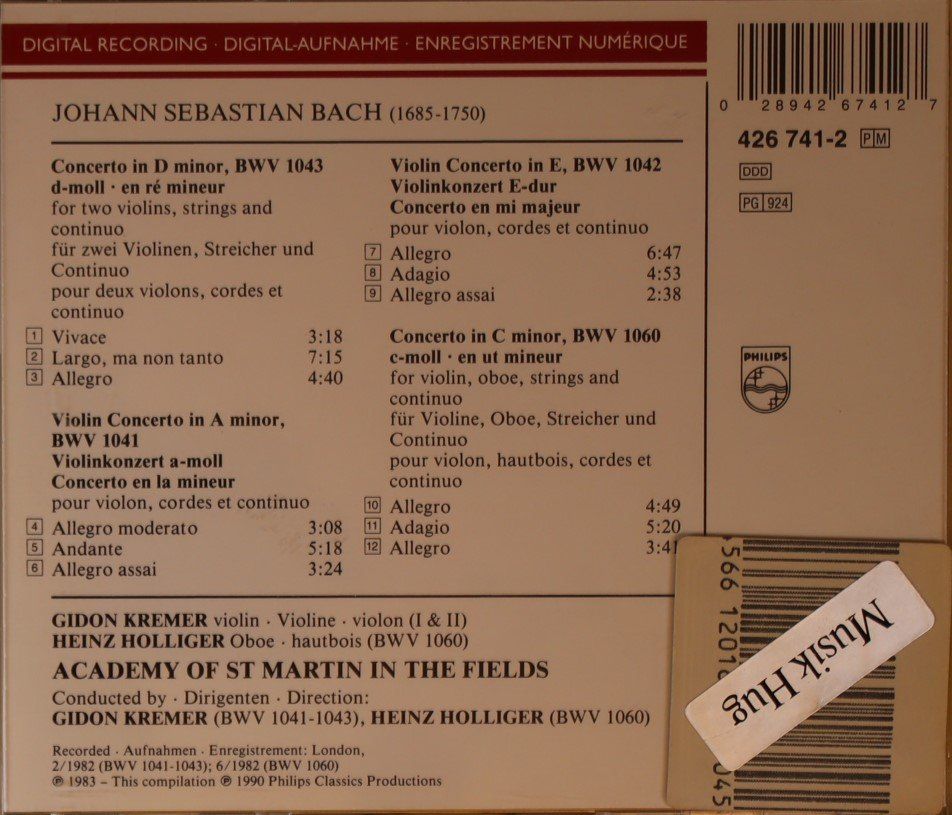 CDs: ASMF - J.S. Bach Violinkonzerte – D'occasion à Luzern par CONTENTI 2