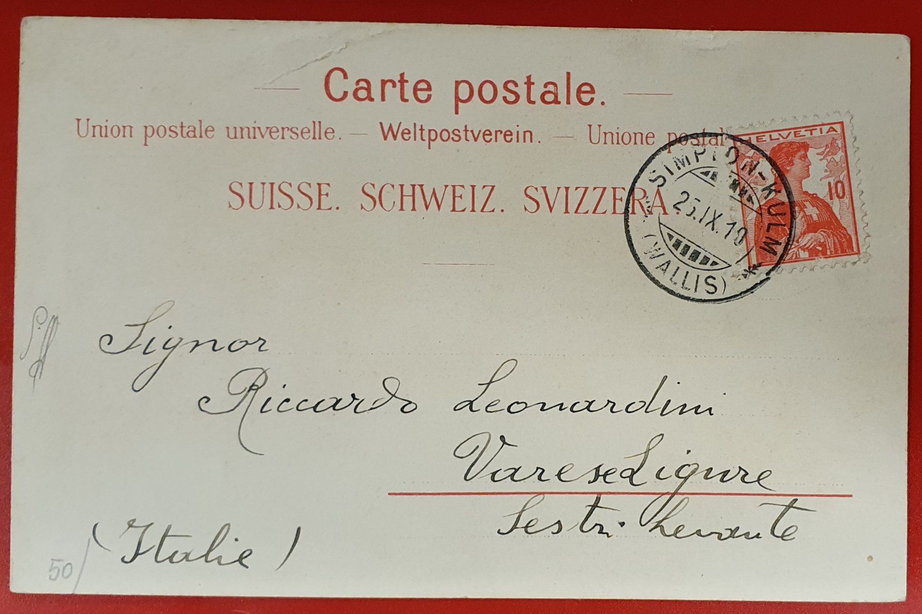 Cartoline postali: Souvenir du Simplon 1910 – Usato da Kreuzlingen venduto da Rschweiz1 1
