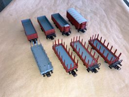 HAG Güterwagen K3, M6 und L6, braun und grau, 8 Stk.