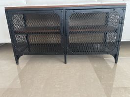 TV-Bank/Kommode Metall schwarz/Holz