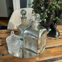 Zwei Glasflacon Bauernsilber u.ein Döseli / Vintage