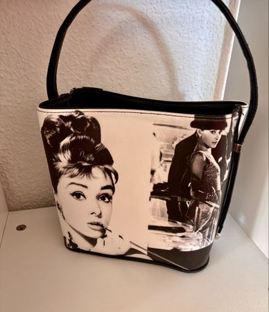 Tasche Audrey Hepburn schwarz weiss Damen Neu 