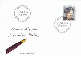1996 Iris von Roten und Corinna Bille Autogramm Europa FDC