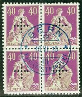 1938 Schweiz Dienstmarken Viererblock