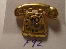 1 Retro Telefon  goldfarben Feuerwehr Pompiers Pin (F92)