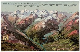 Vogelschau-AK Oberengadin um 1910