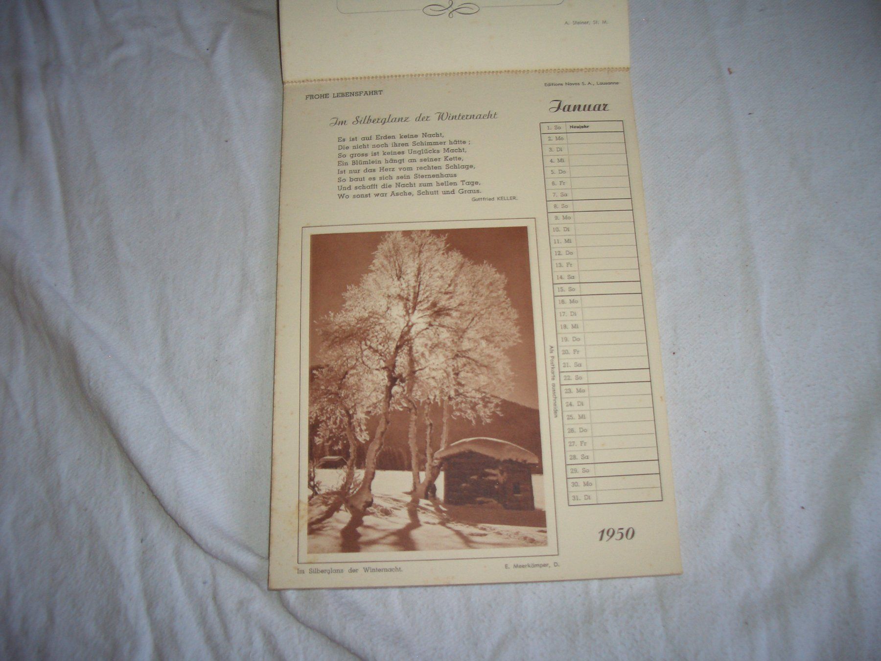 Kalender: Antiker Kalender von 1950 mit Postkarten – Gebraucht aus Präz von Eroberto 1