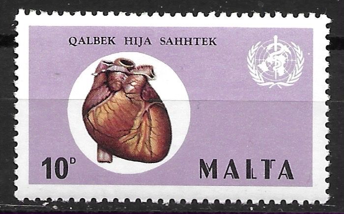 Tutti i francobolli: Malta 1972: Welt-Herzmonat – Usato da Zürich venduto da Rainstamps