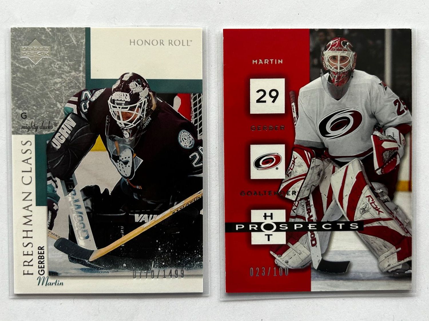NHL Carte collezionabili: Upper Deck NHL Martin Gerber 2x nummierierte Specials – Usato da Oberwil-Lieli venduto da Mhd