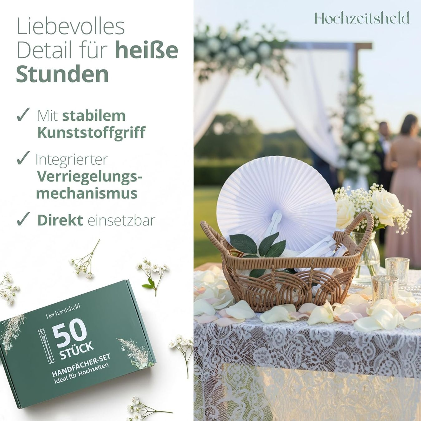 Tutte le decorazioni: Hochzeitsfächer 50 Stück weiss Papierfächer – Nuovo e nell'imballaggio originale da Suhr venduto da SchnapperCH 4