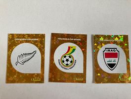 3 x Panini FIFA World Cup 2026, Gold-LOGO, GHA1, IRQ1, NZL1