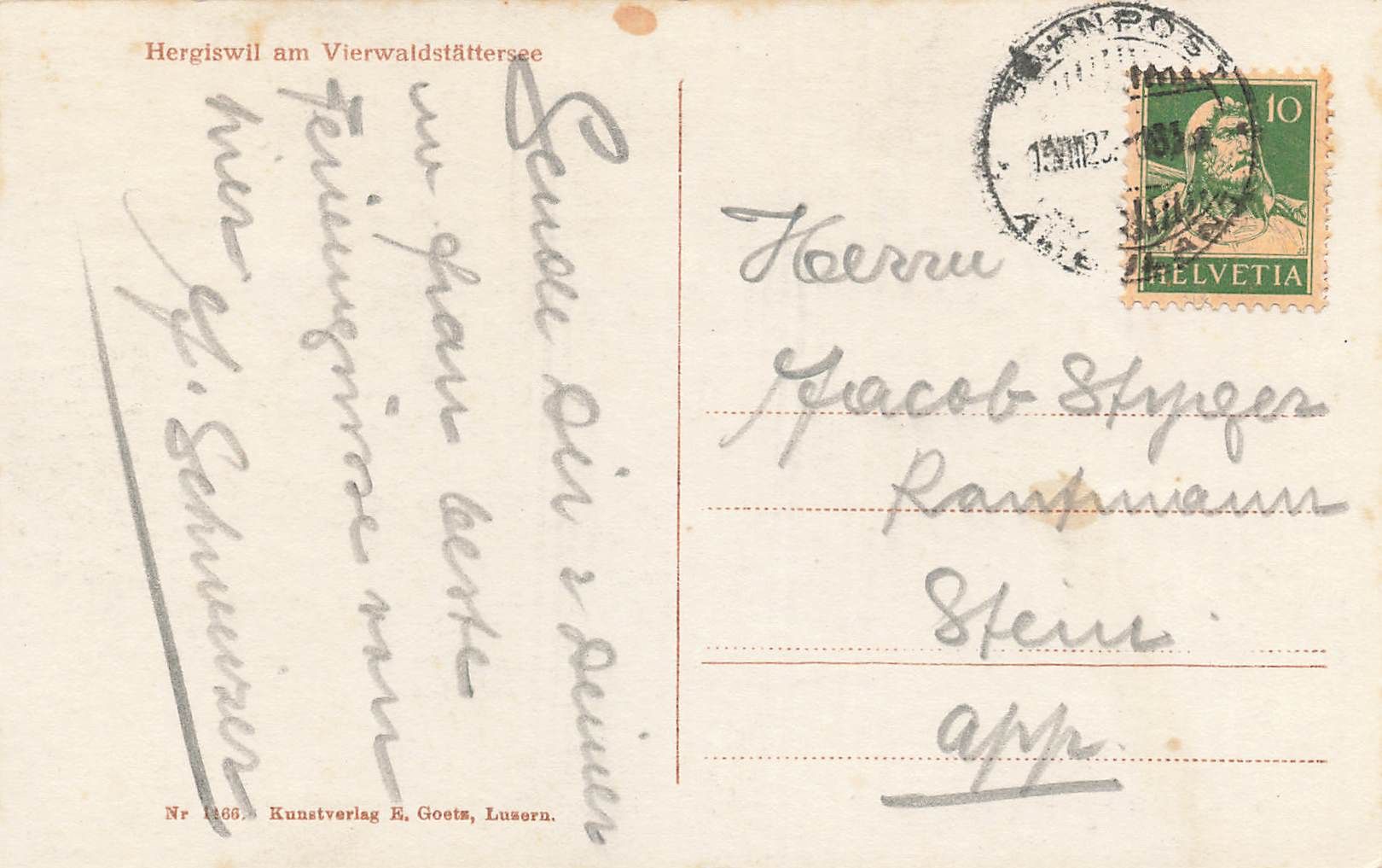 Cartoline postali: Hergiswil am Vierwaldstättersee – Usato da Biasca venduto da Blenio71 1