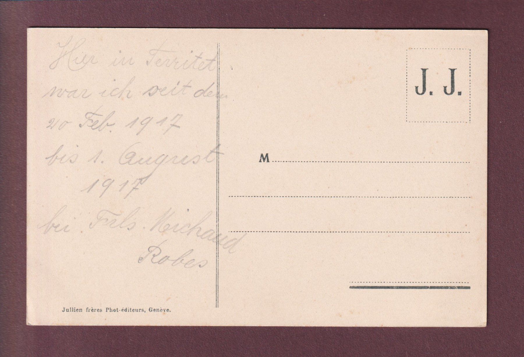 Cartoline postali: TERRITET - MONTREUX - 1917 – Usato da Pully venduto da nicecards 1